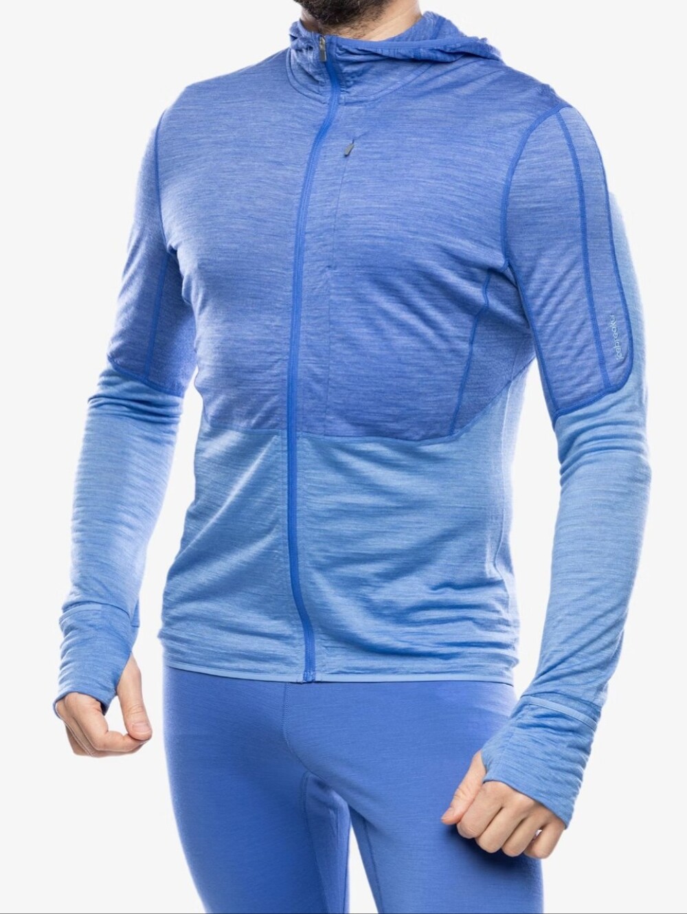Icebreaker RealFleece 200 Descender Merino Wool Full Zip Hoodie Sz XL Tonal Blue